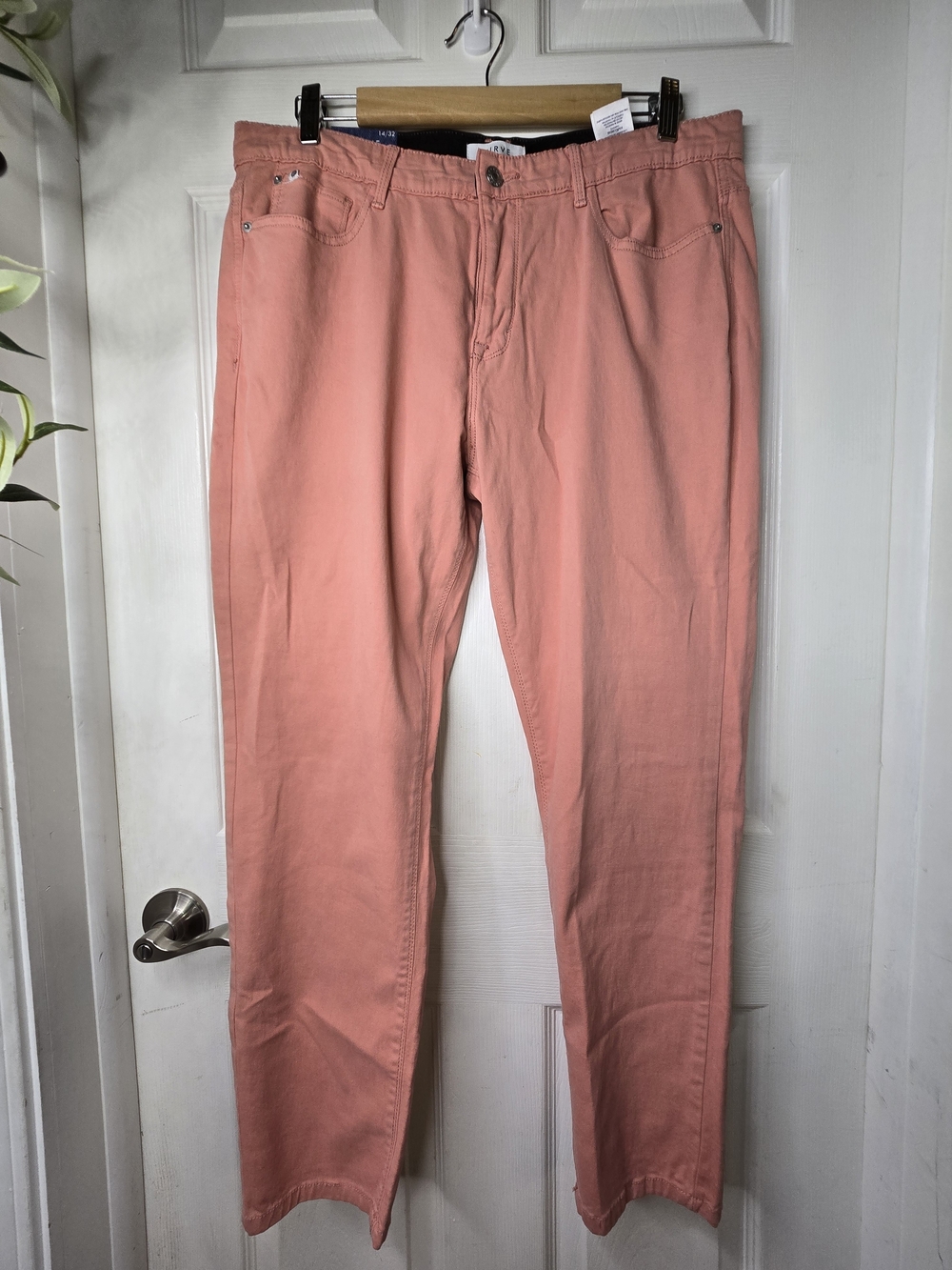 Curve Appeal High Rise Comfort Waist Skinny Jeans 14/32 Salmon Pink Stretch